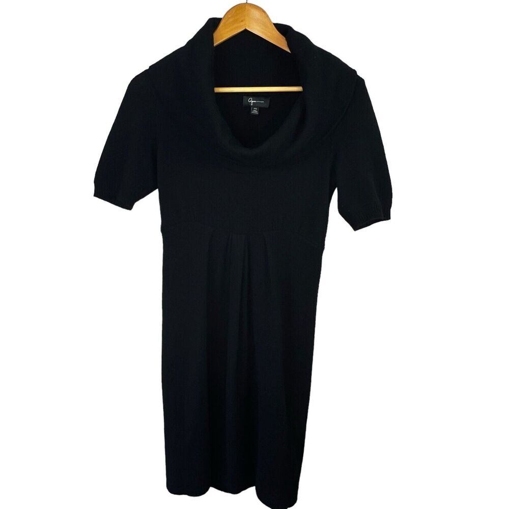 Aqua Black Cashmere Short Sleeve Sweater Dress Size XS Cowl Neck